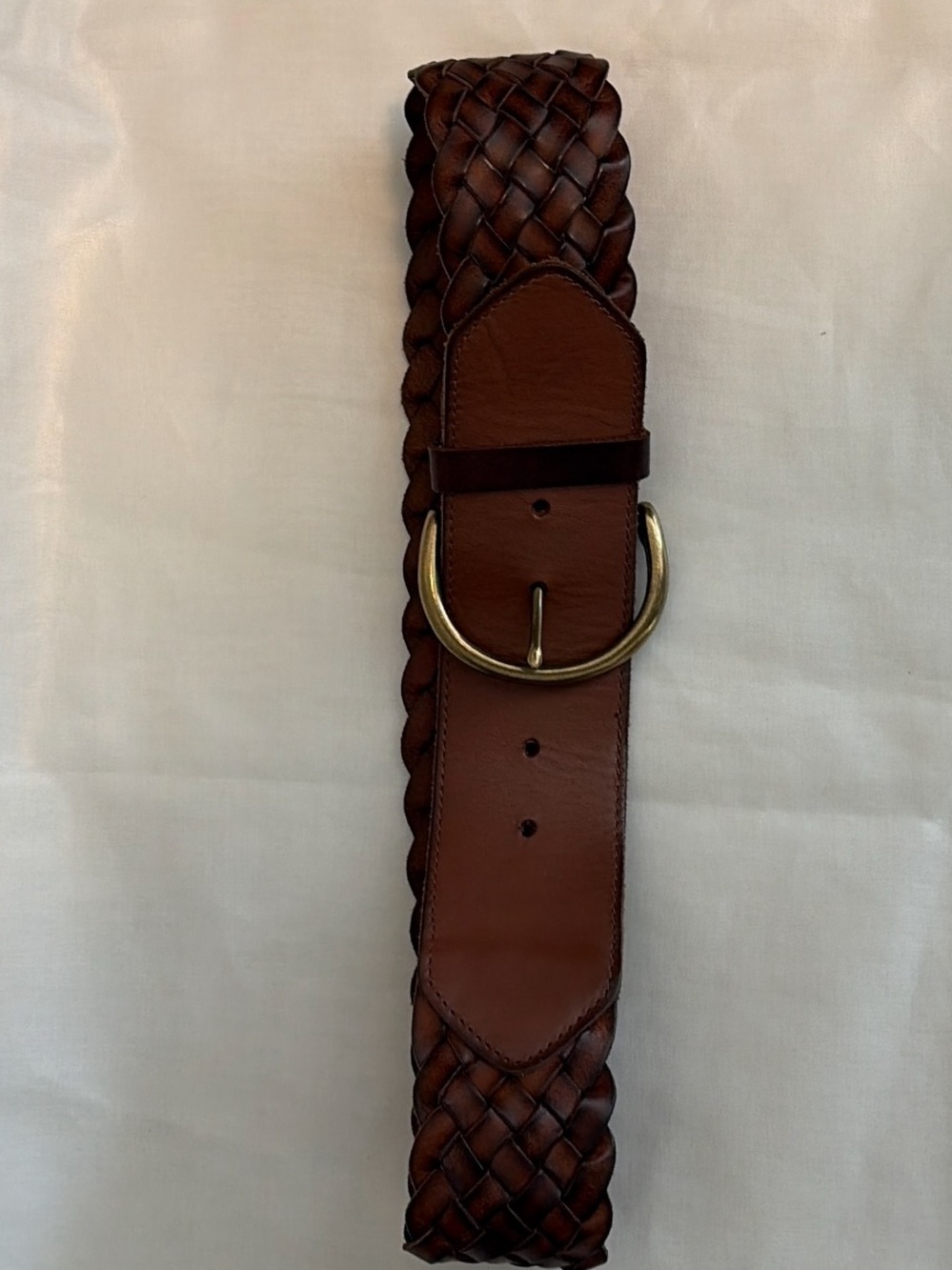 Madewell 1937 Braided Brown Leather Belt with Gold-Tone Buckle Small